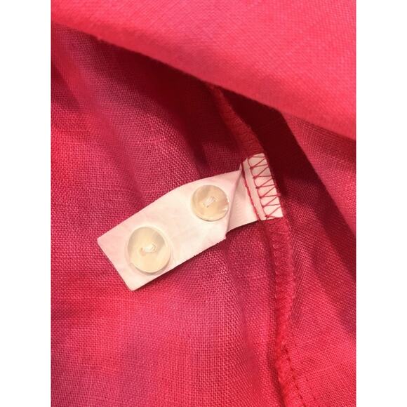 LL Bean 100% Linen XL Button up Shirt Roll Tab Pink Pockets Minimalist City Chic - Picture 8 of 8